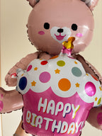 Happy Birthday Bear Balloon | Pink Teddy Bear Foil Balloon | Birthday Party Decor |  Kids Birthday Gift | Perth Balloons