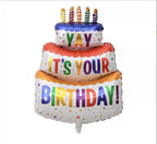 Giant Birthday Cake Balloon Stack – Fun Birthday Party Decoration | Freestanding Foil Balloon Cake Centrepiece | Birthday Balloon Display