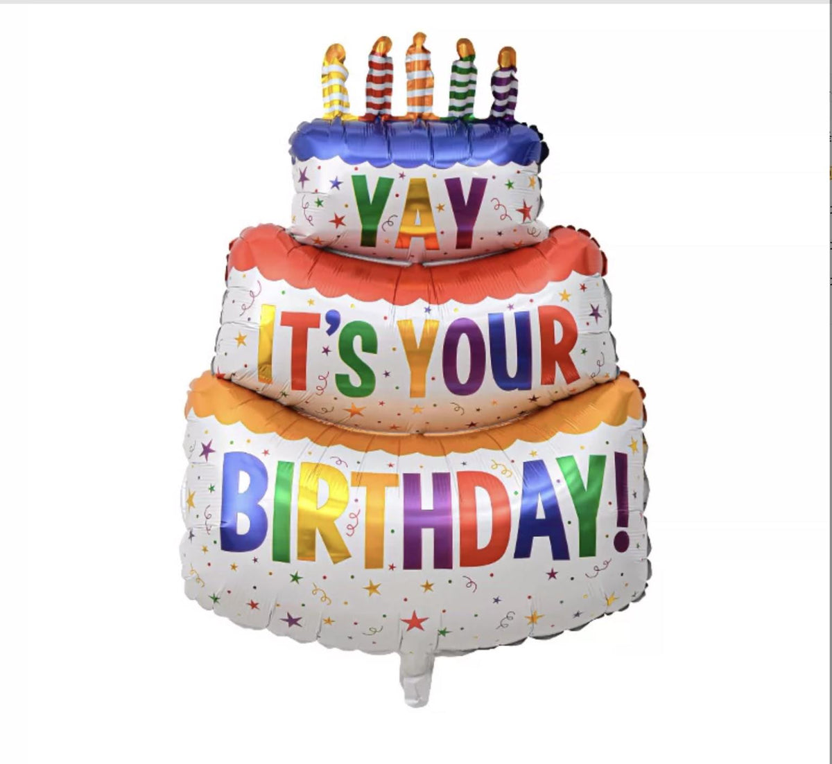 Giant Birthday Cake Balloon Stack – Fun Birthday Party Decoration | Freestanding Foil Balloon Cake Centrepiece | Birthday Balloon Display