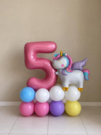 Unicorn Birthday Number Balloon Stack | Customizable Decor | DIY Balloons for Girls' Parties
