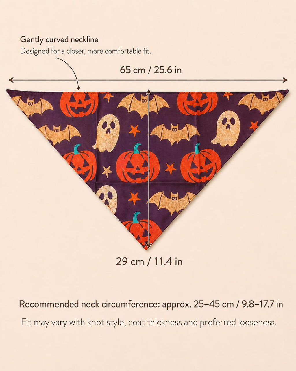 Halloween Dog Bandana, Tie-On Pet Scarf for Dogs & Cats, Pumpkin Ghost Skull Costume Accessory, 3 Spooky Prints