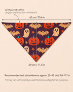 Halloween Dog Bandana, Tie-On Pet Scarf for Dogs & Cats, Pumpkin Ghost Skull Costume Accessory, 3 Spooky Prints