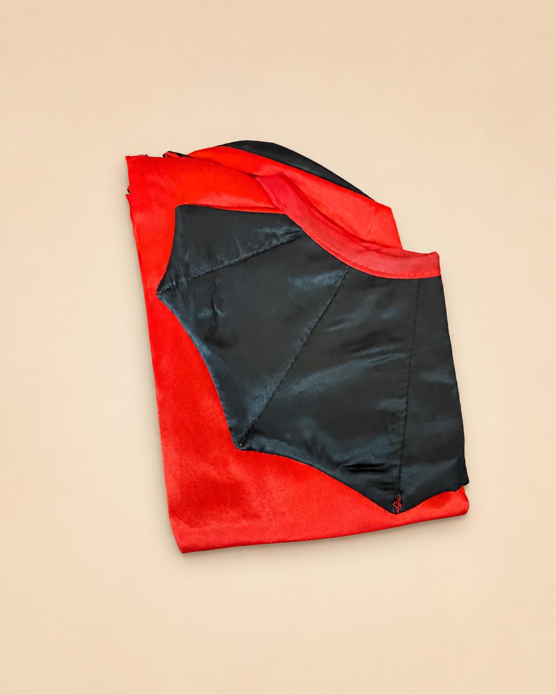 Dog Vampire Cape Costume, Red & Black Halloween Pet Outfit for Dogs and Cats, Adjustable Tie-On Bat Collar