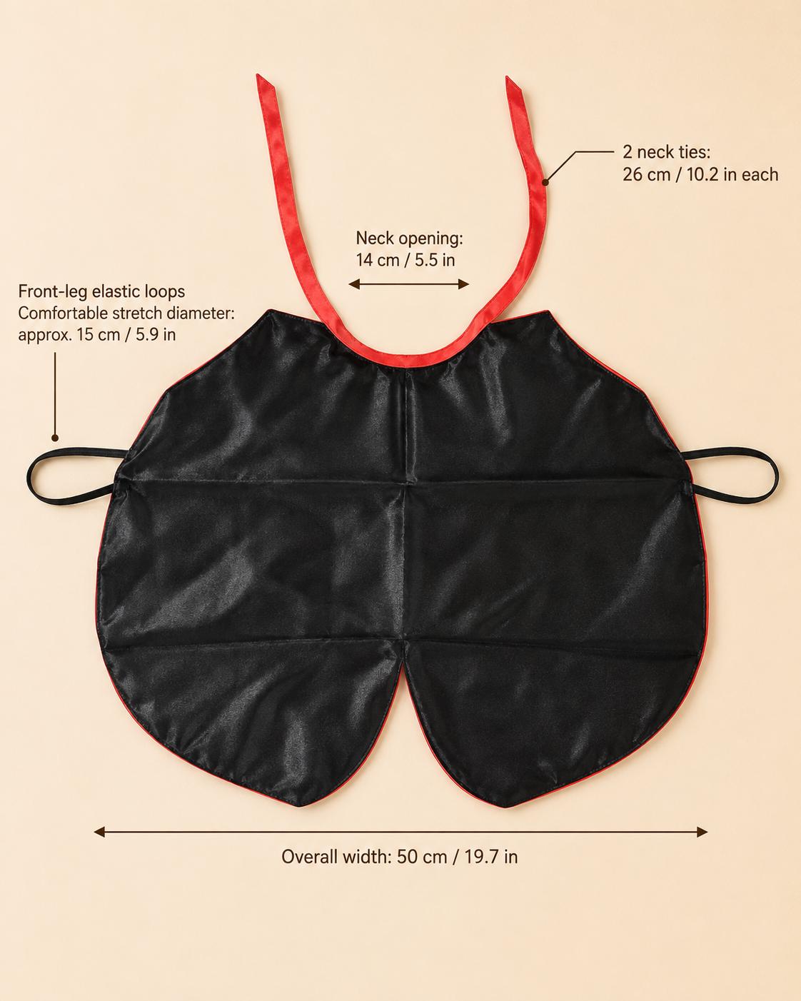 Dog Vampire Cape Costume, Red & Black Halloween Pet Outfit for Dogs and Cats, Adjustable Tie-On Bat Collar