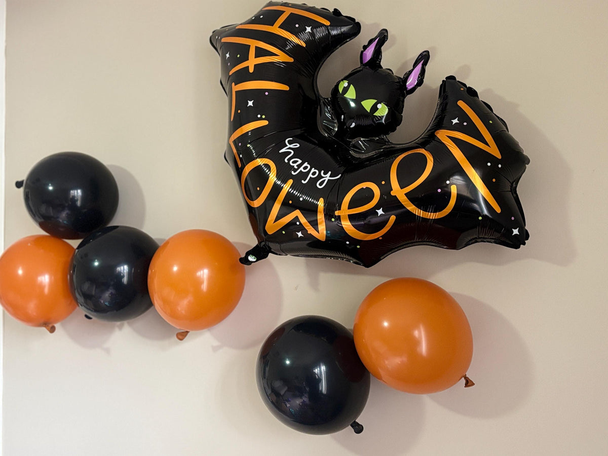 Halloween Bat Balloon |Happy Halloween Foil Balloon |Spooky Bat Party Decor |Halloween Party Decoration | Black Bat Balloon | Perth Balloons
