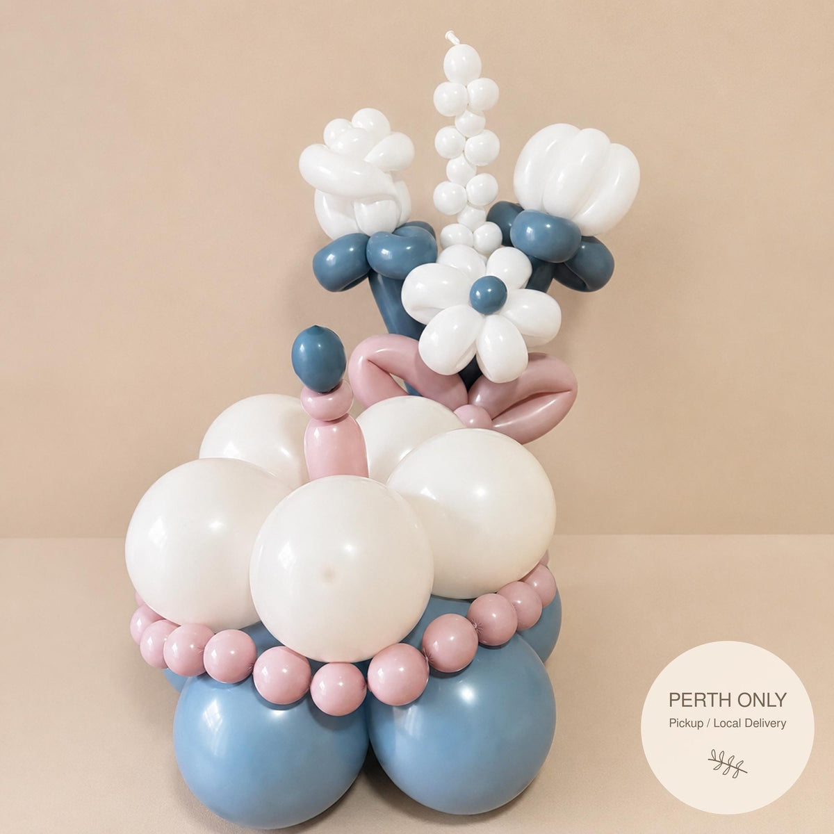 Handmade Retro Balloon Cake & Bouquet | Blue Pink White Birthday Party Decor | Personalised Balloon Gift (Perth)