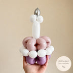 Personalised Mini Balloon Birthday Cake, Pink Lavender, Silver Candle, Personalised Balloons  (Perth Only)