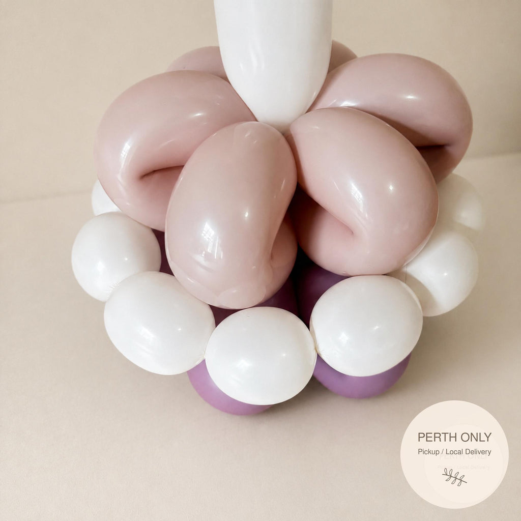 Personalised Mini Balloon Birthday Cake, Pink Lavender, Silver Candle, Personalised Balloons  (Perth Only)