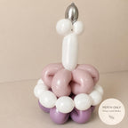 Personalised Mini Balloon Birthday Cake, Pink Lavender, Silver Candle, Personalised Balloons  (Perth Only)