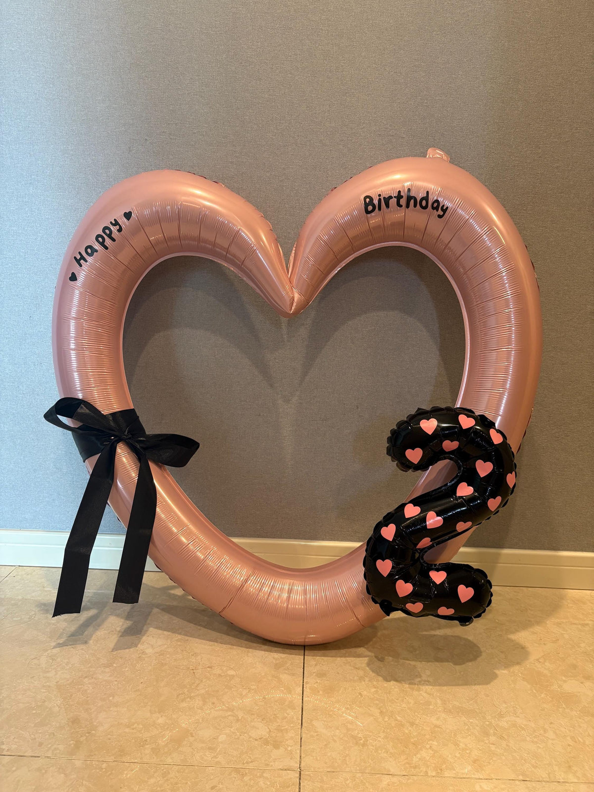 Peach Heart and Number 2 Balloon Stack, 2nd Birthday Decor, Kids Birthday Photo Prop, Photobooth Prop