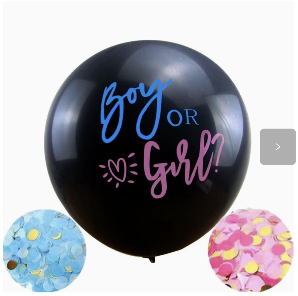 36" Gender Reveal Balloon, Boy or Girl Balloon, Gender Reveal Party Decor, Baby Shower Balloon, Pink or Blue Confetti Balloon
