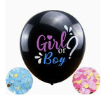 36" Gender Reveal Balloon, Boy or Girl Balloon, Gender Reveal Party Decor, Baby Shower Balloon, Pink or Blue Confetti Balloon