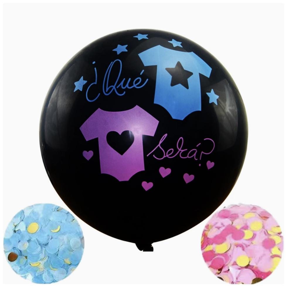 36" Gender Reveal Balloon, Boy or Girl Balloon, Gender Reveal Party Decor, Baby Shower Balloon, Pink or Blue Confetti Balloon