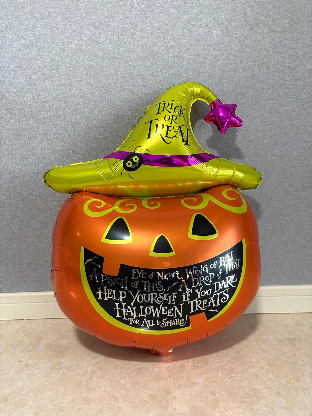 Halloween Foil Balloons, Standing Pumpkin, Witch, Skeleton, Spider Decorations (Set of 5)