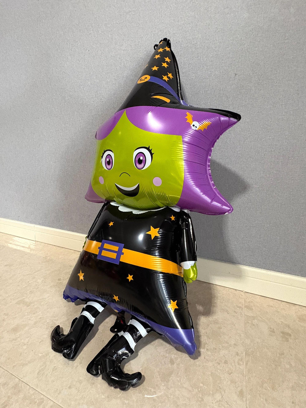 Halloween Foil Balloons, Standing Pumpkin, Witch, Skeleton, Spider Decorations (Set of 5)