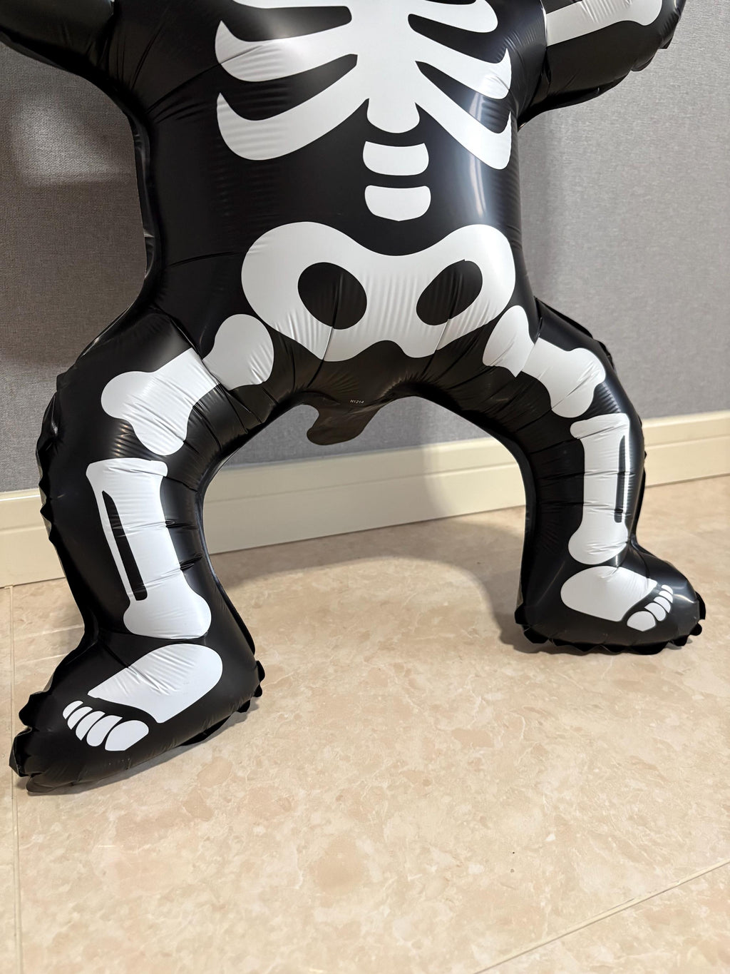 Giant Skeleton Foil Balloon – Black & White Halloween Party Decor