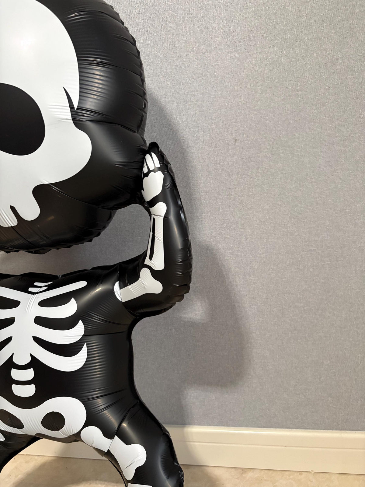 Giant Skeleton Foil Balloon – Black & White Halloween Party Decor