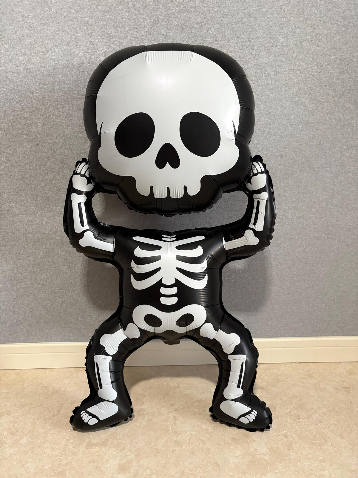 Giant Skeleton Foil Balloon – Black & White Halloween Party Decor