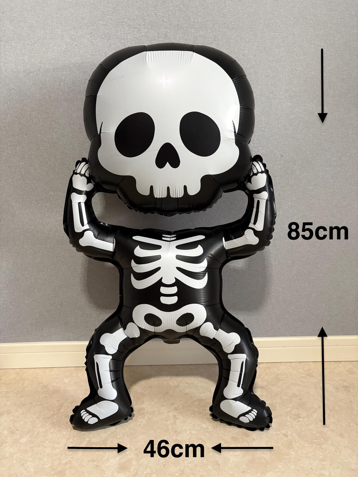 Giant Skeleton Foil Balloon – Black & White Halloween Party Decor