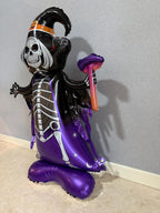 Standing Grim Reaper Skeleton Foil Balloon, 93cm Halloween Party Prop (Self-Standing)