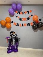 HAPPY HALLOWEEN Garland – Spooky Orange & Black Halloween Party Banner
