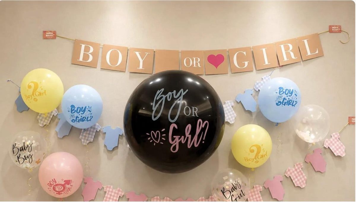 Boy or Girl Banner |Gender Reveal Party Decor |Baby Shower Banner |Vintage Kraft Paper Pull Flag |Gender Reveal Decor |Baby Shower Backdrop