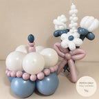 Handmade Retro Balloon Cake & Bouquet | Blue Pink White Birthday Party Decor | Personalised Balloon Gift (Perth)