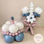 Handmade Retro Balloon Cake & Bouquet | Blue Pink White Birthday Party Decor | Personalised Balloon Gift (Perth)