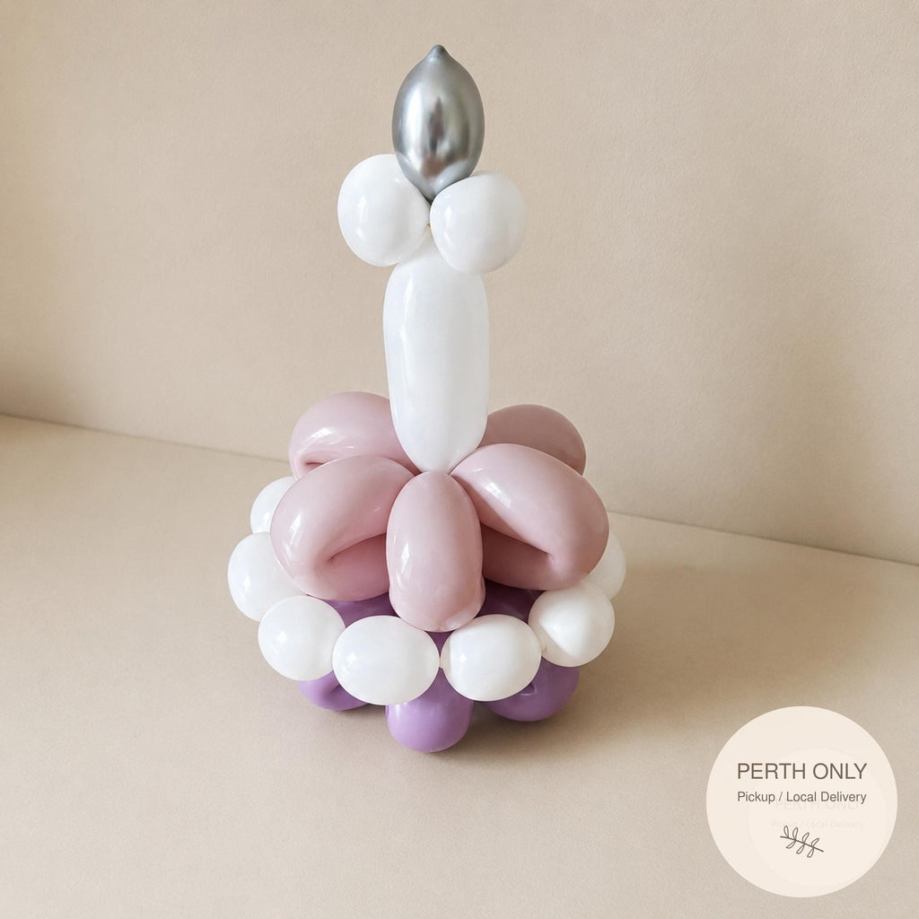 Personalised Mini Balloon Birthday Cake, Pink Lavender, Silver Candle, Personalised Balloons  (Perth Only)