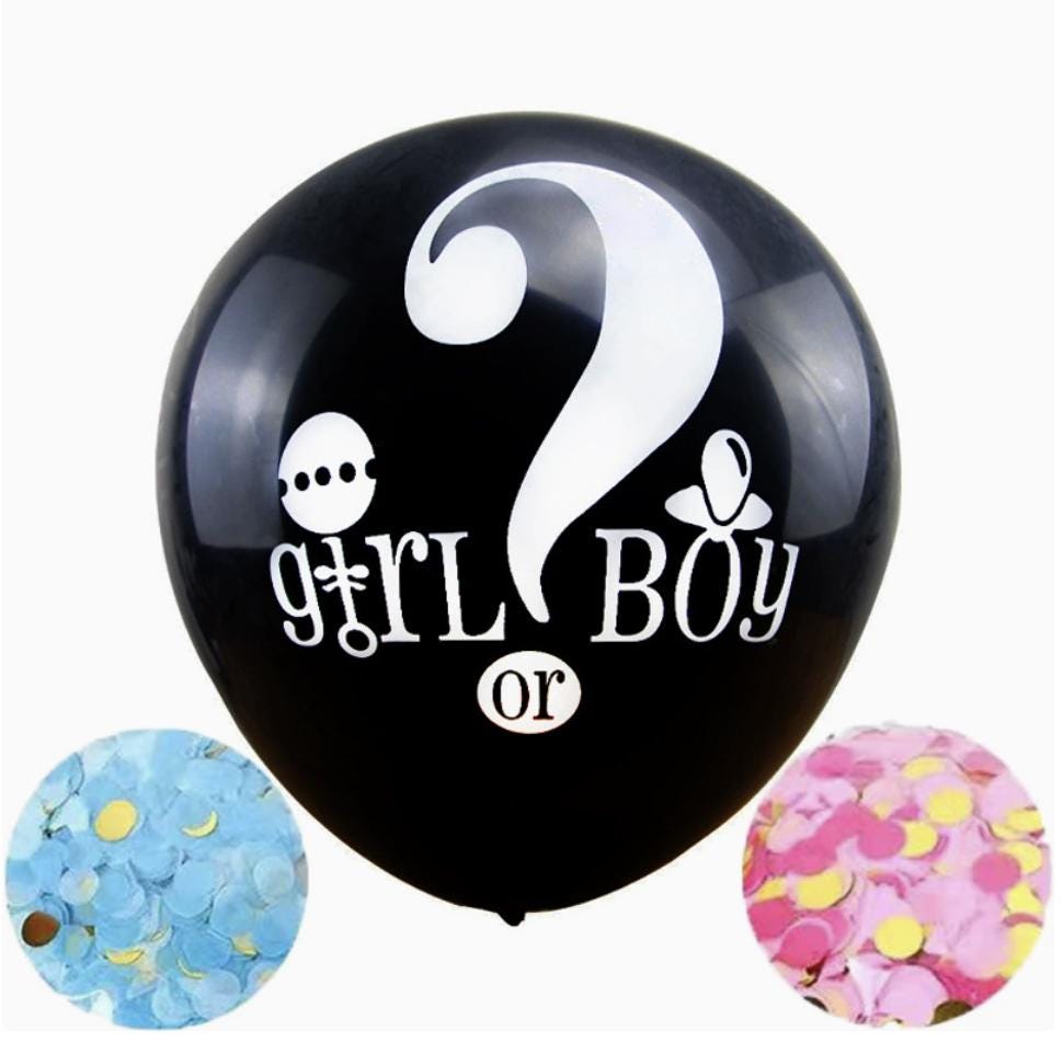36" Gender Reveal Balloon, Boy or Girl Balloon, Gender Reveal Party Decor, Baby Shower Balloon, Pink or Blue Confetti Balloon