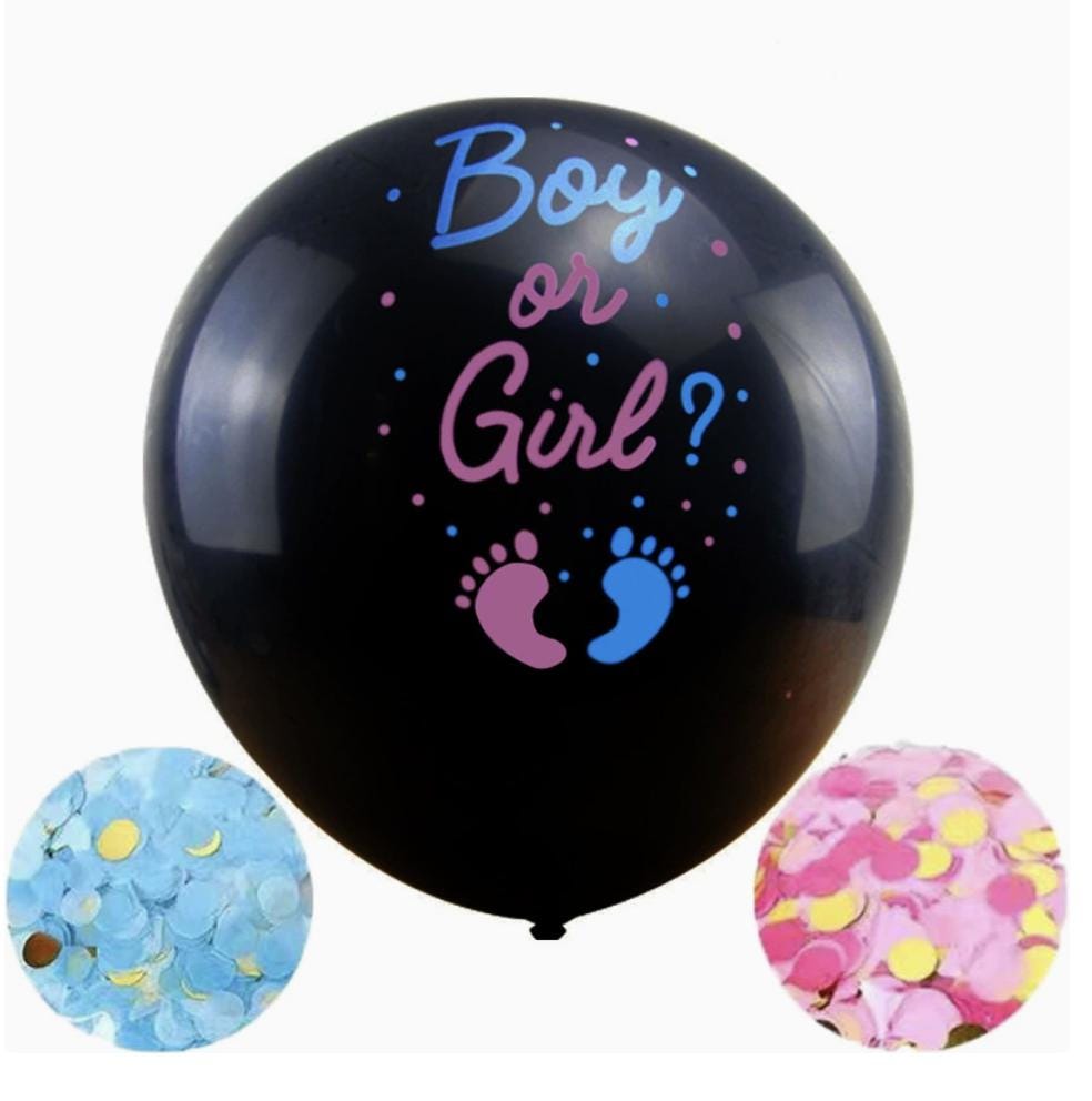 36" Gender Reveal Balloon, Boy or Girl Balloon, Gender Reveal Party Decor, Baby Shower Balloon, Pink or Blue Confetti Balloon