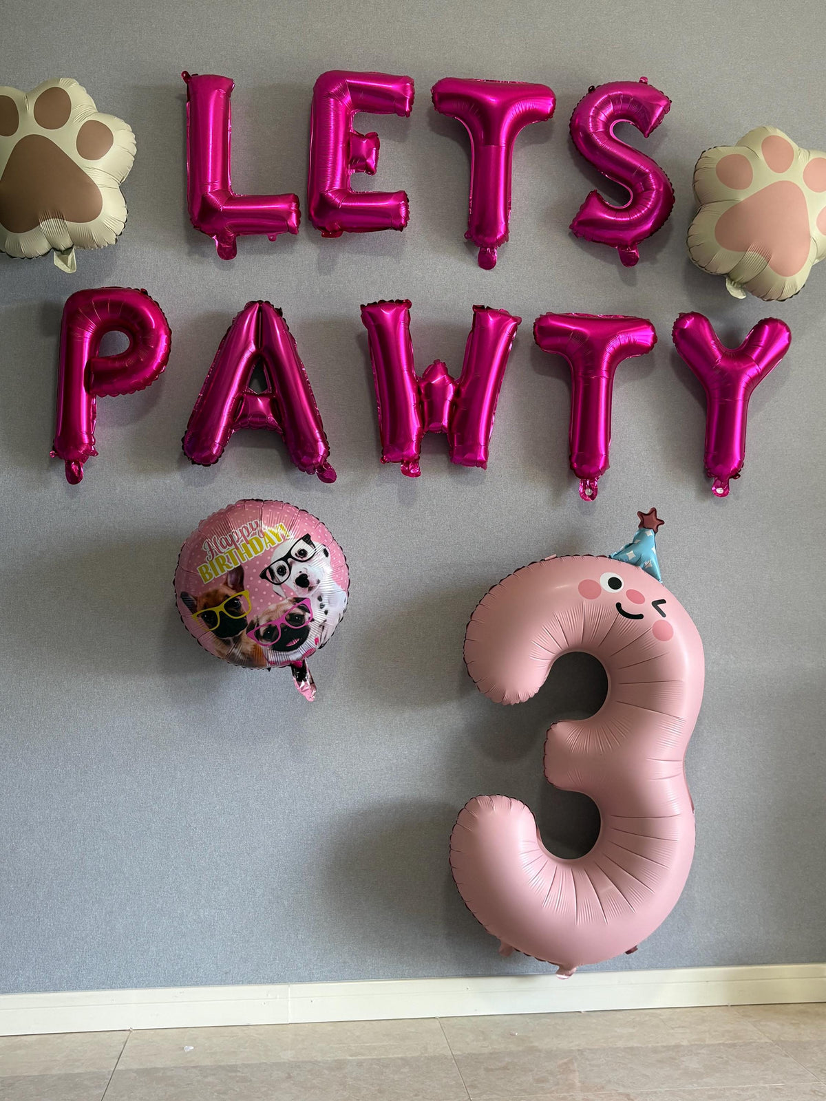 Pet Party Decor: 16" LETS PAWTY Foil Balloons | Dog & Cat Birthday Celebrations | Fun Pawty Balloons
