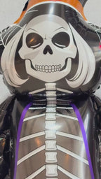 Standing Grim Reaper Skeleton Foil Balloon, 93cm Halloween Party Prop (Self-Standing)