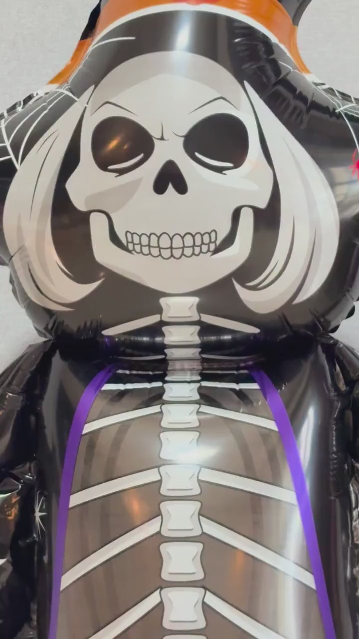 Standing Grim Reaper Skeleton Foil Balloon, 93cm Halloween Party Prop (Self-Standing)