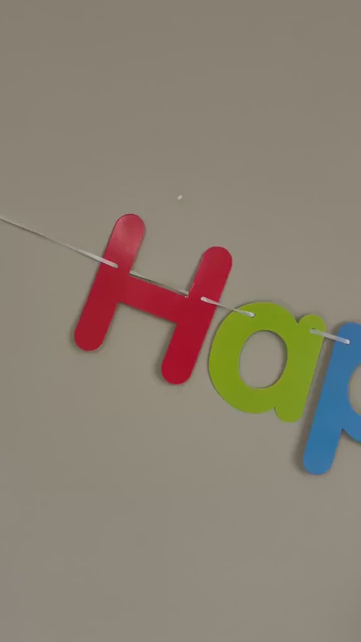 Rainbow Happy Birthday Party Banner
