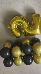 50th Birthday Balloon Stack – Gold & Black Milestone Birthday Balloons ( DIY Kits)