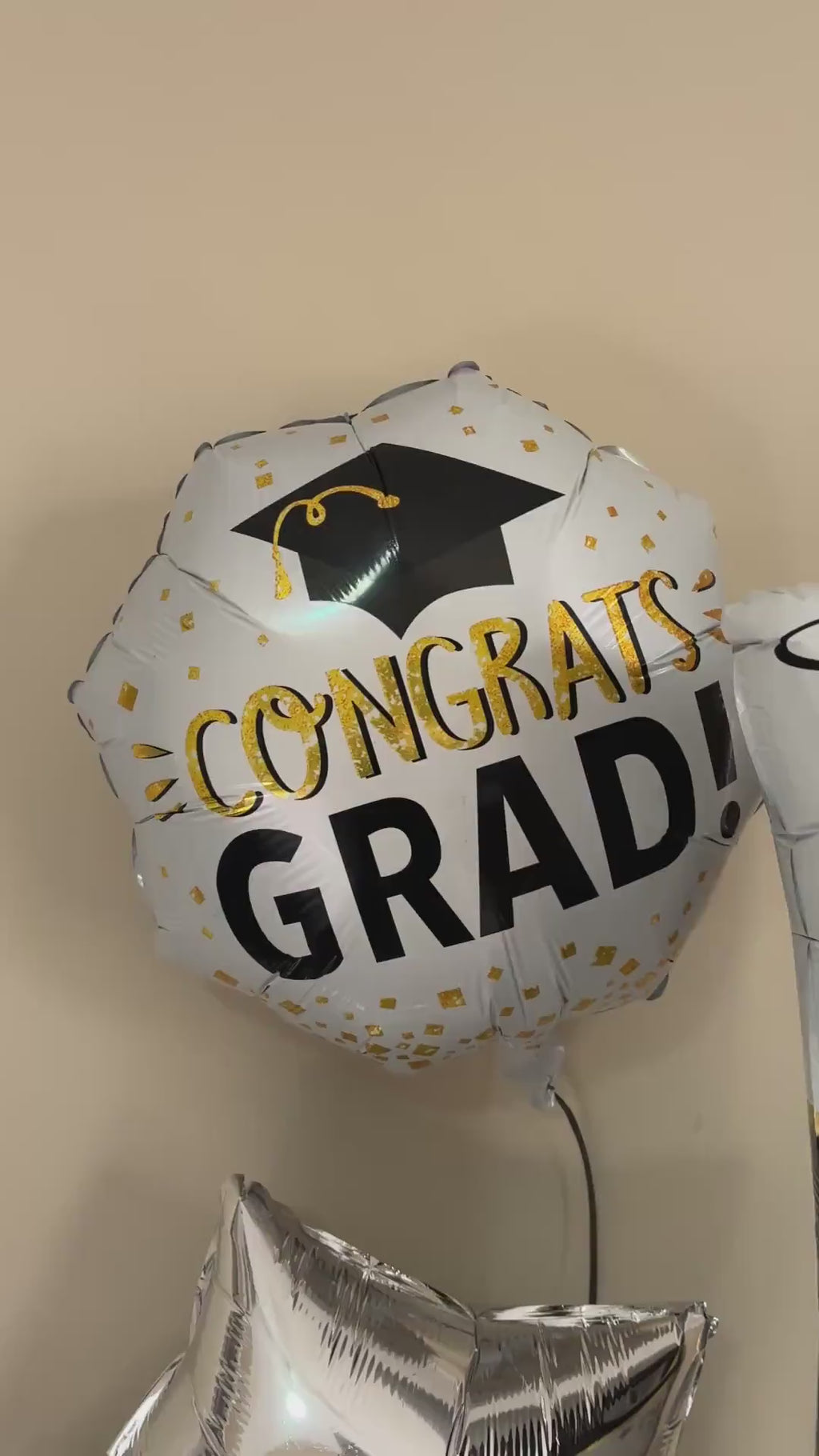 Black, Gold & Silver Congrats Grad Balloon Bouquet Kit